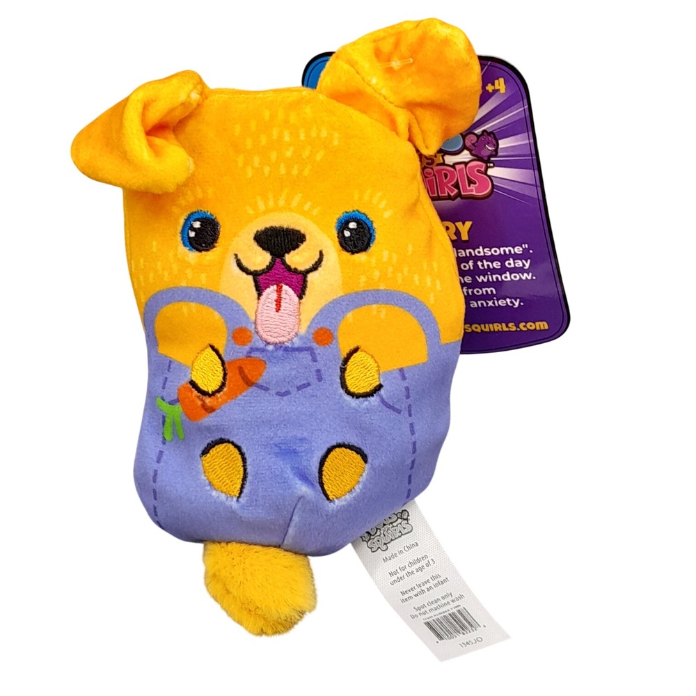 Dogs vs Squirls Gary Bean Bag Plush Yellow Dog 005 Series 1 NWT